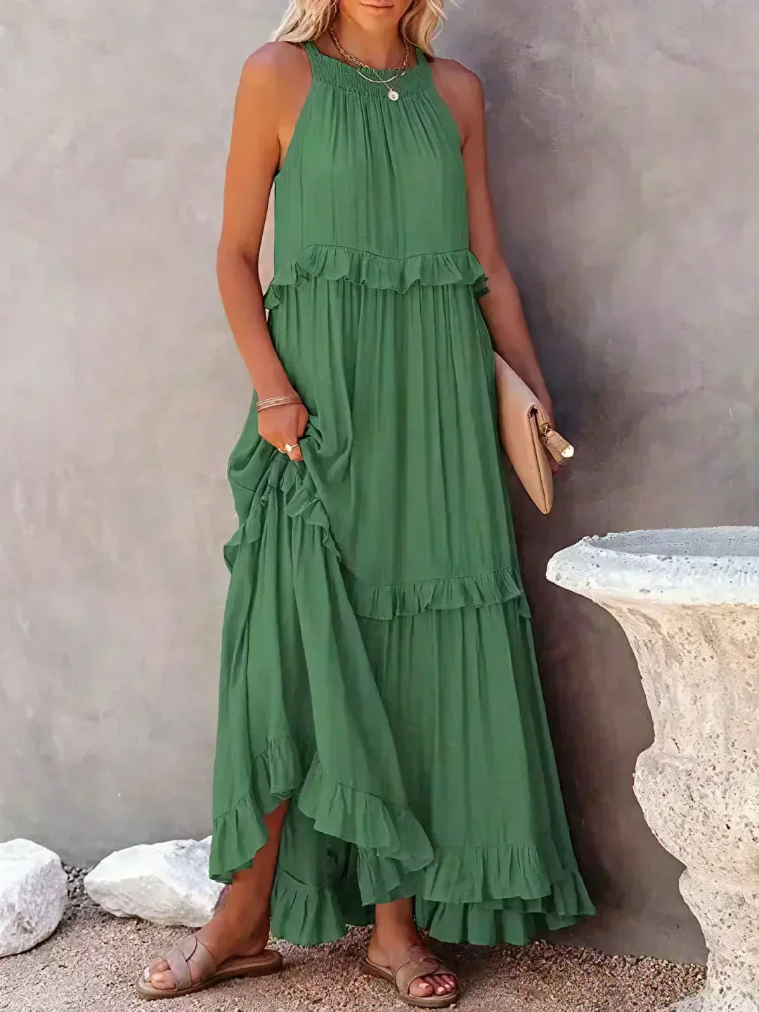 Dylilah | Neck Ruffle Trim Dress