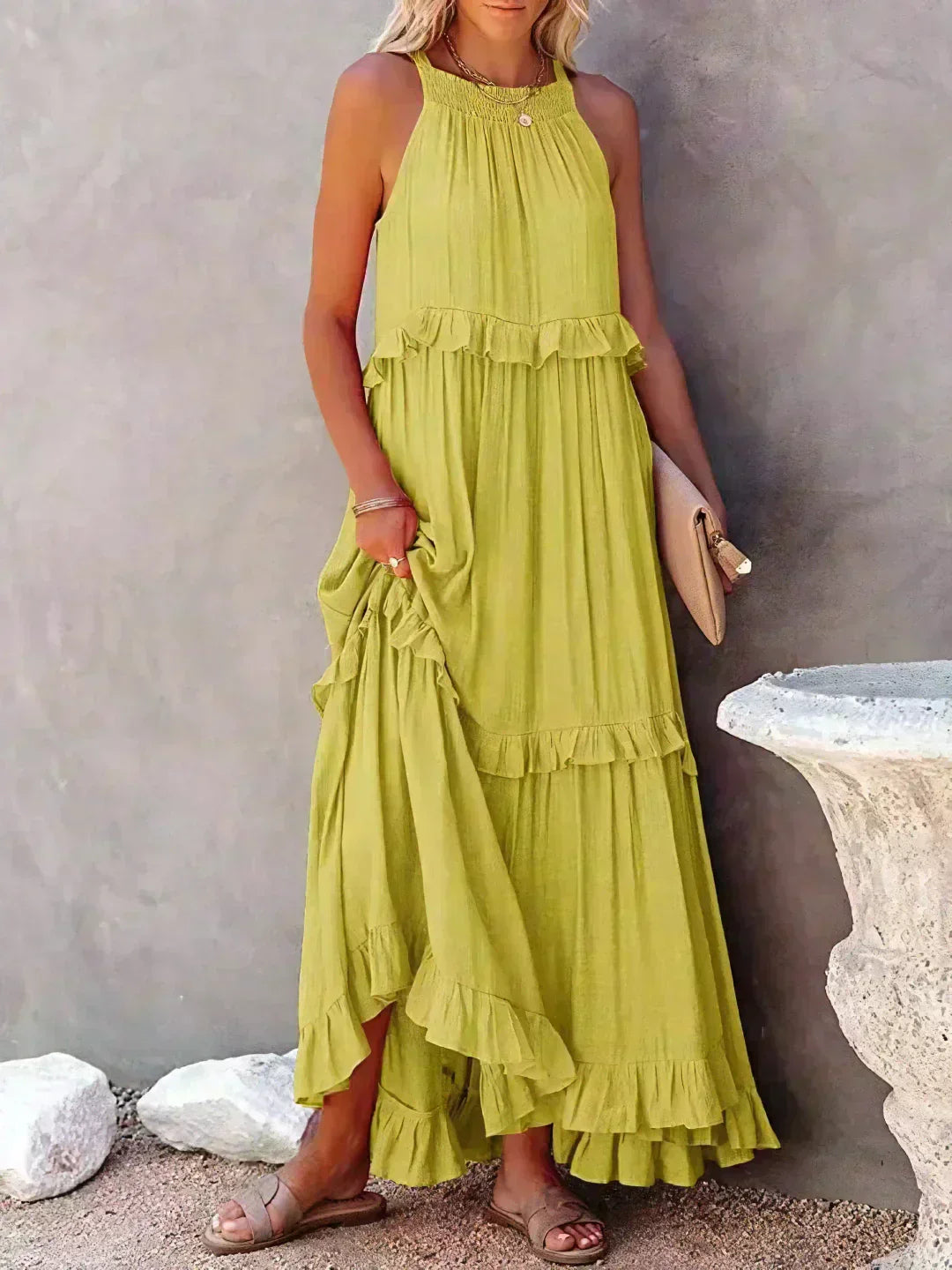 Dylilah | Neck Ruffle Trim Dress