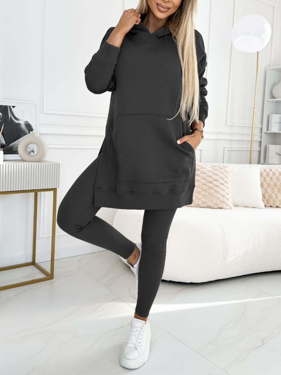 Francine Solid Color Hoodie and Lined Leggings Set