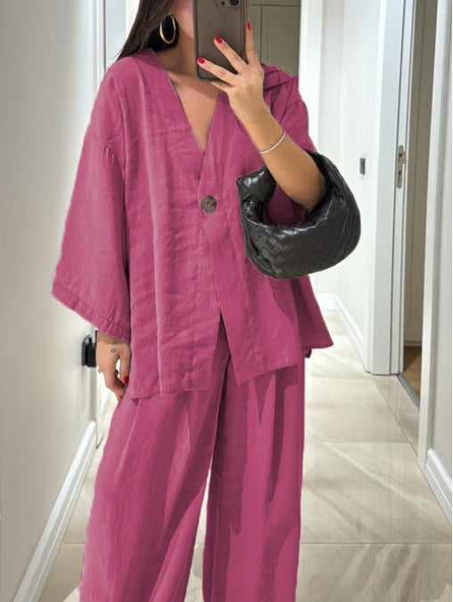 Jenifer V-Neck Top & Pants Set