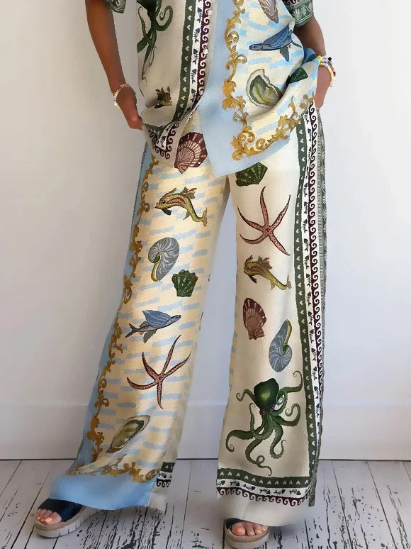 Talia Deep Sea Floral Print Set