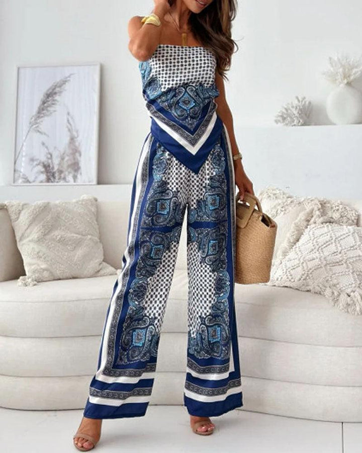 Queen Printed Lace-Up Vest & Pants Set