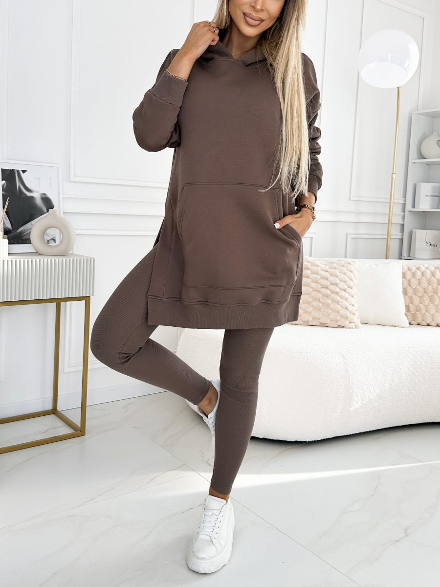 Francine Solid Color Hoodie and Lined Leggings Set