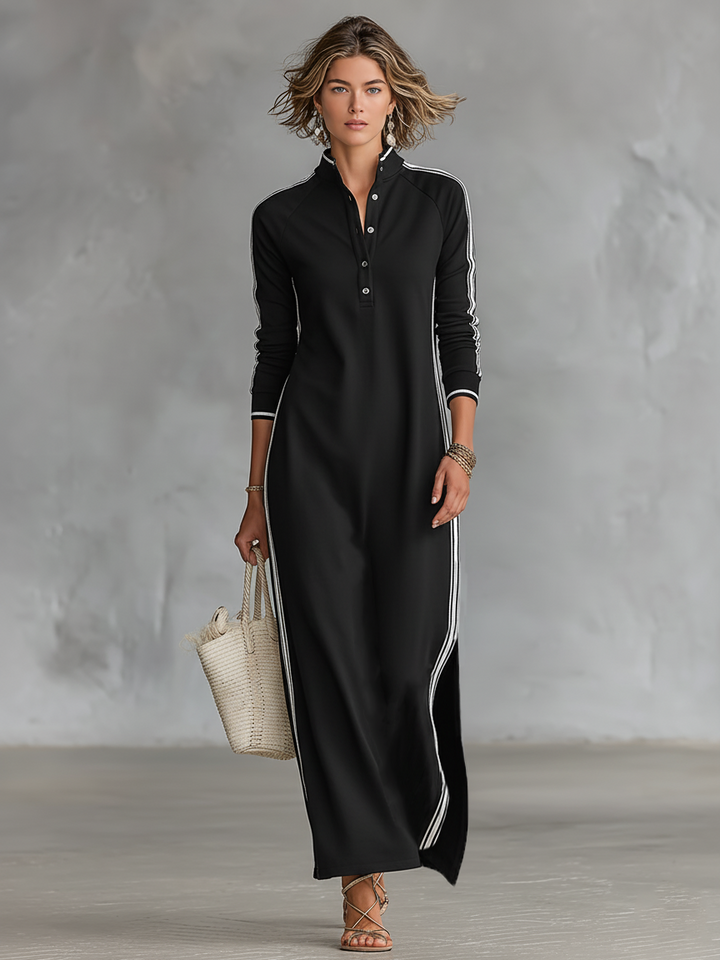 Emma | Dress with Button-Down Collar and White Trim