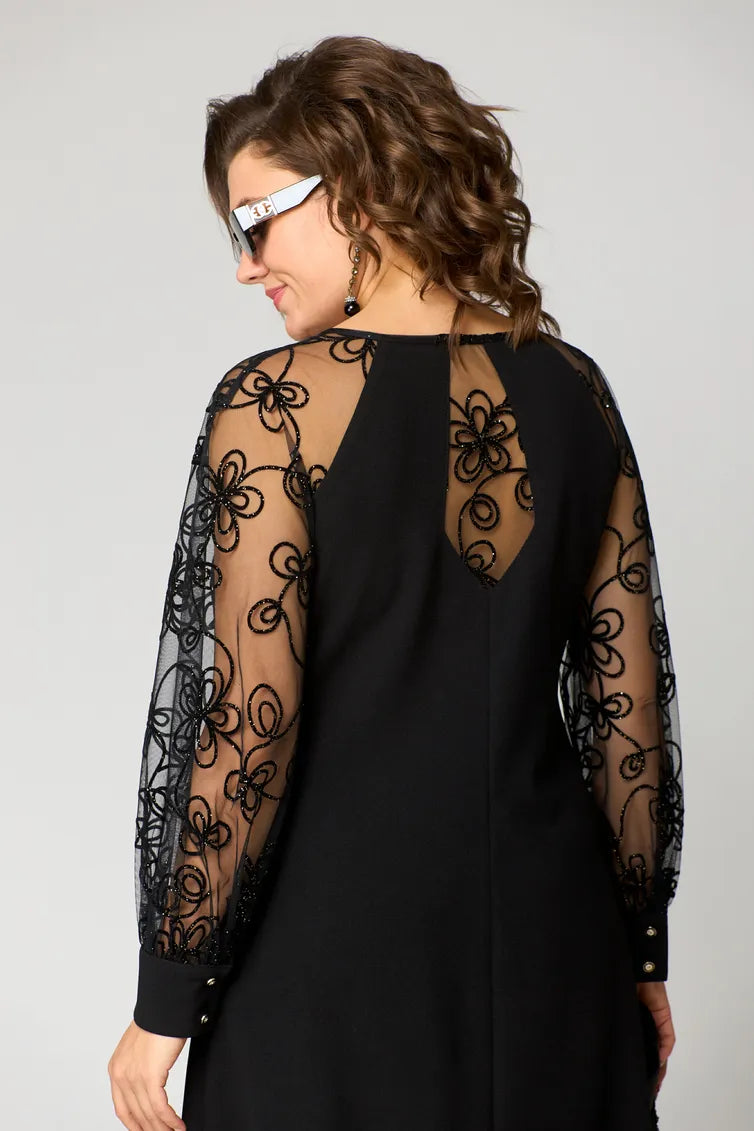 Destiney | Lace-Sleeve Dress