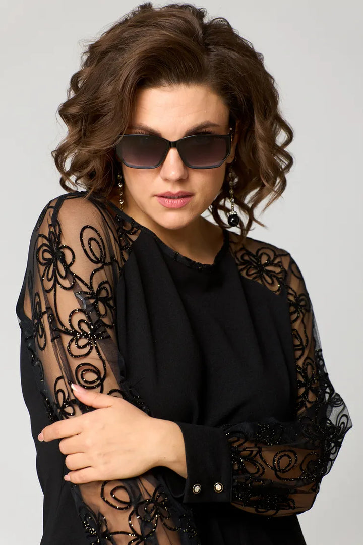 Destiney | Lace-Sleeve Dress