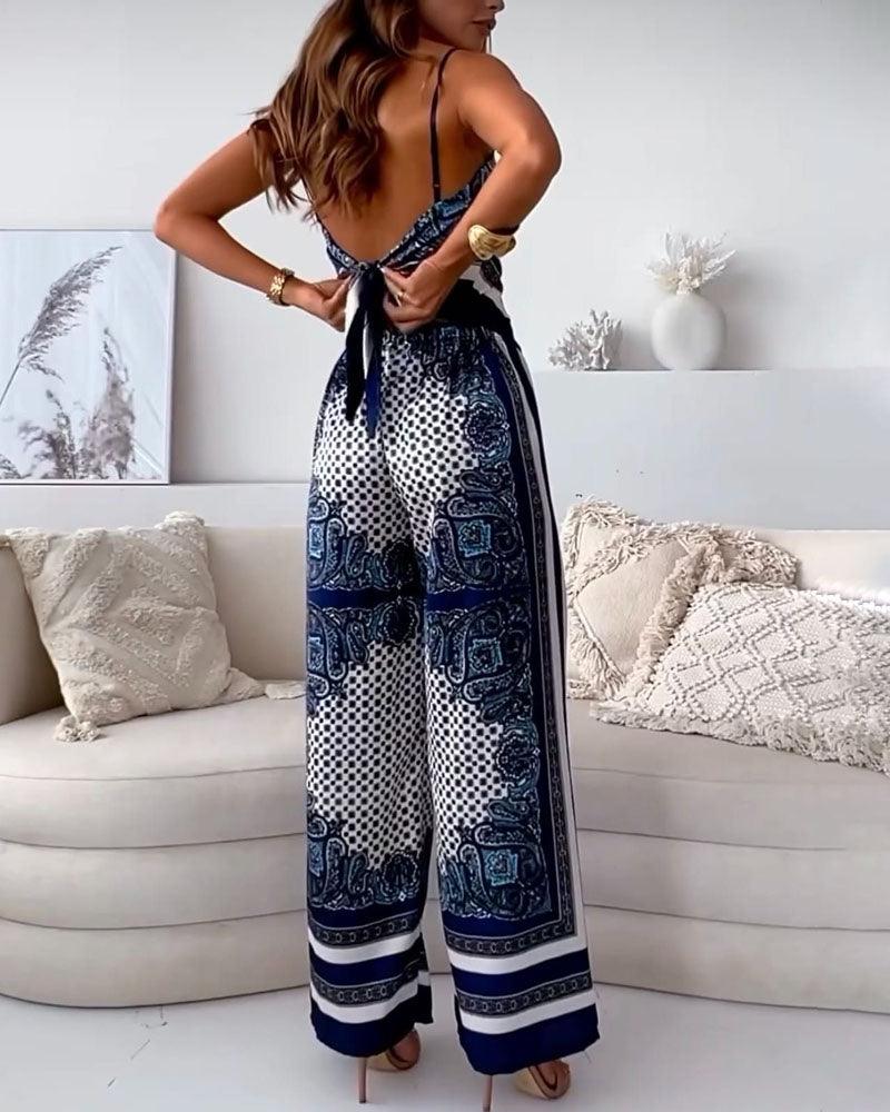 Queen Printed Lace-Up Vest & Pants Set