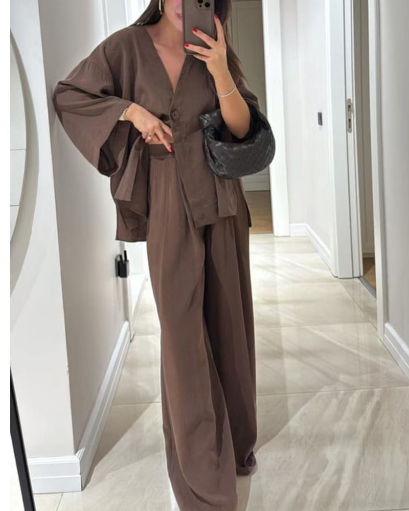 Jenifer V-Neck Top & Pants Set