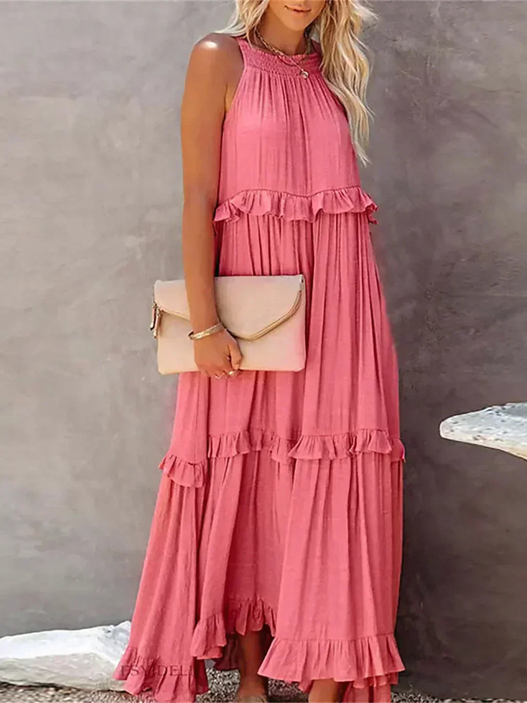 Dylilah | Neck Ruffle Trim Dress