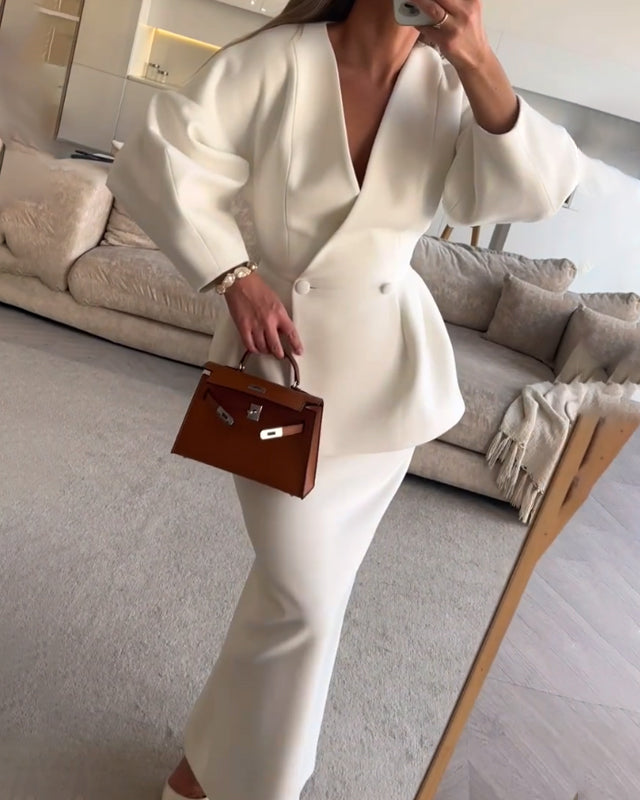 Ella V-Neck Top & Skirt Set