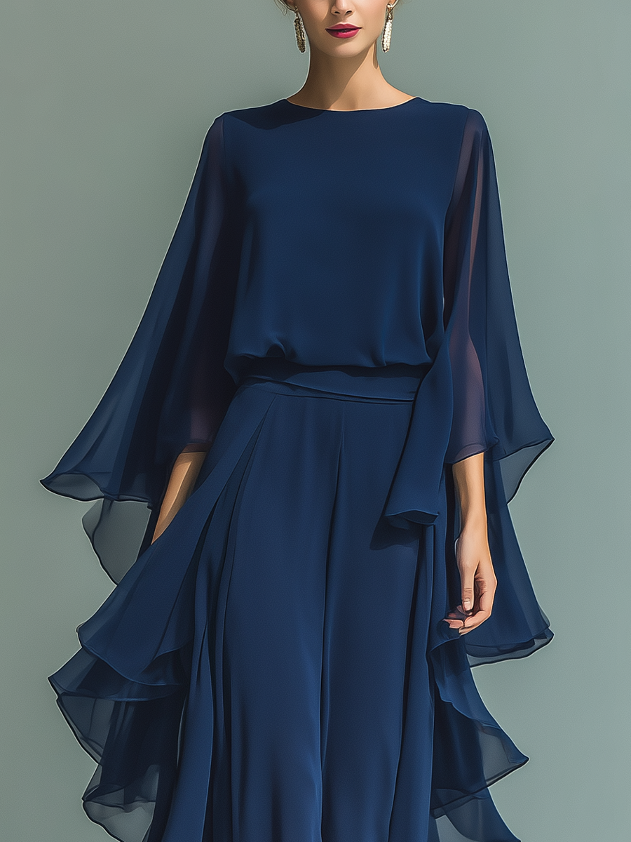 Kim | Set with Flared Sleeves and Straight Leg Pants