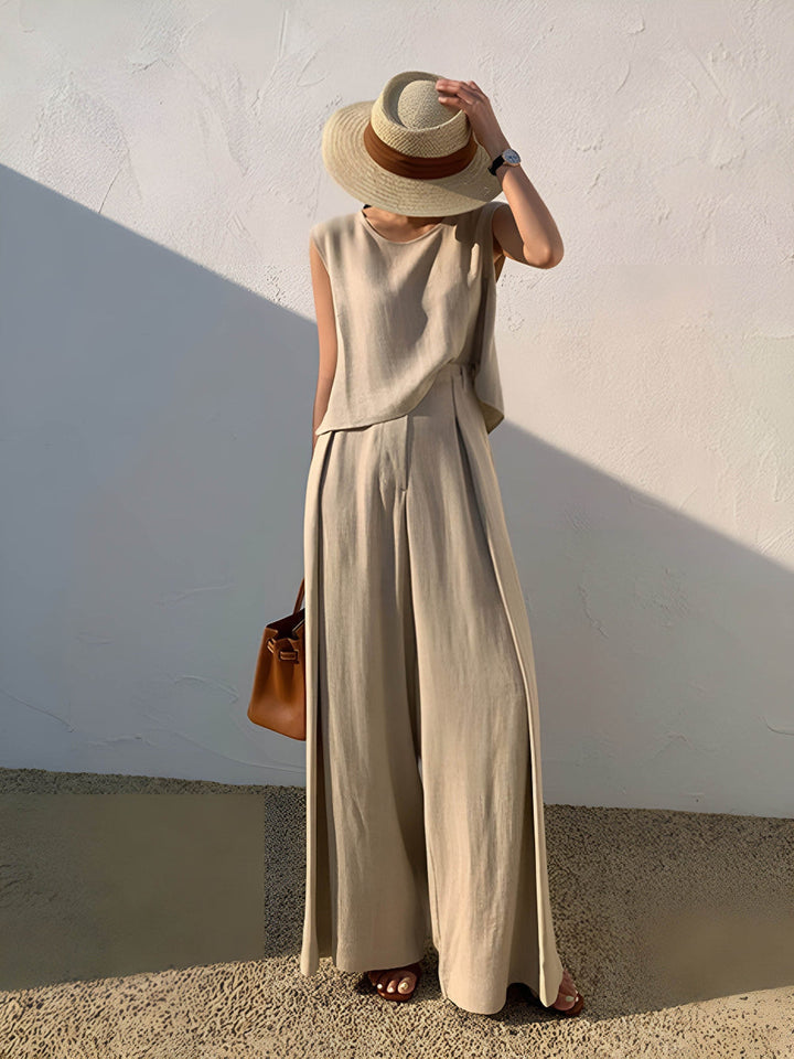 Angela Linen Blend Casual Pants Set
