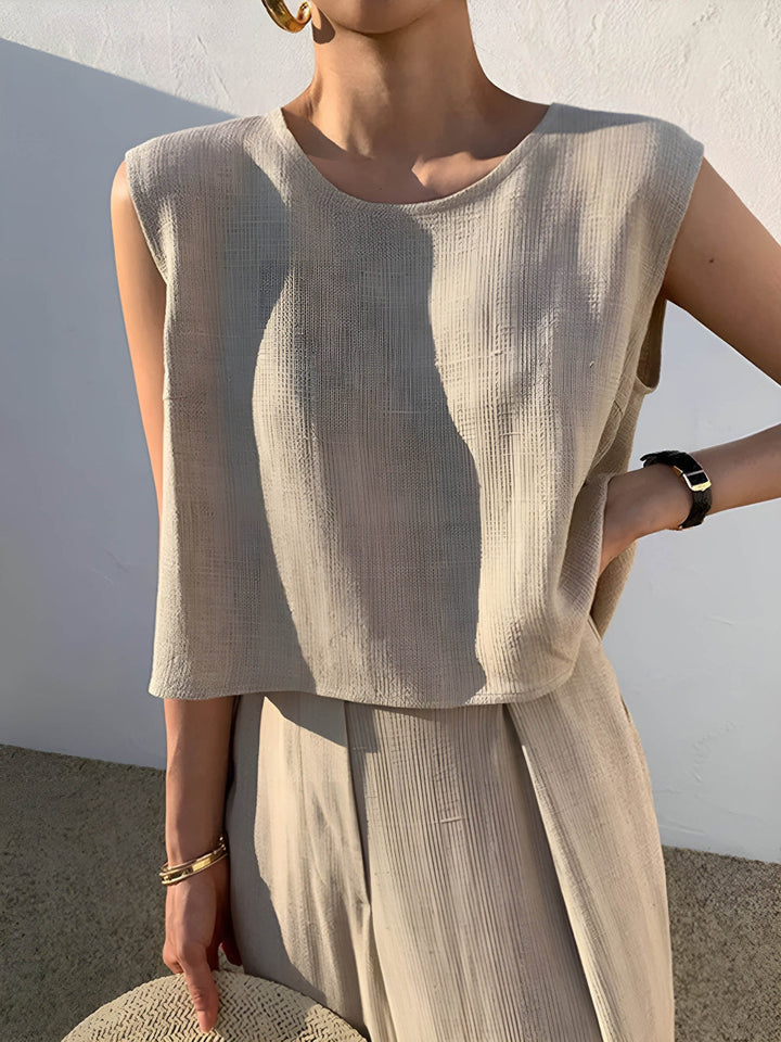 Angela Linen Blend Casual Pants Set