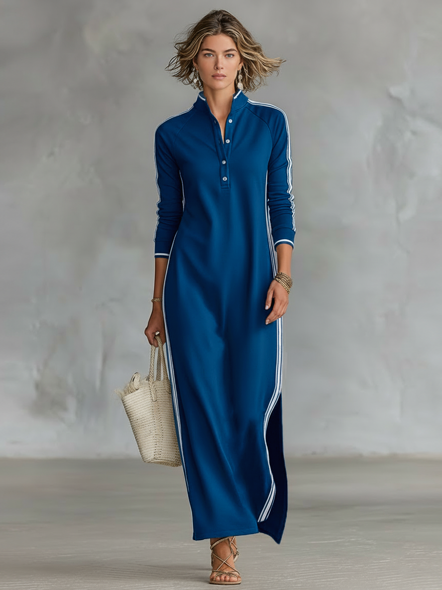 Emma | Dress with Button-Down Collar and White Trim