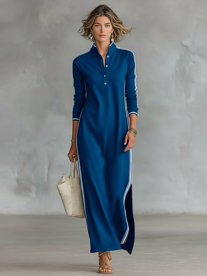 Emma | Dress with Button-Down Collar and White Trim