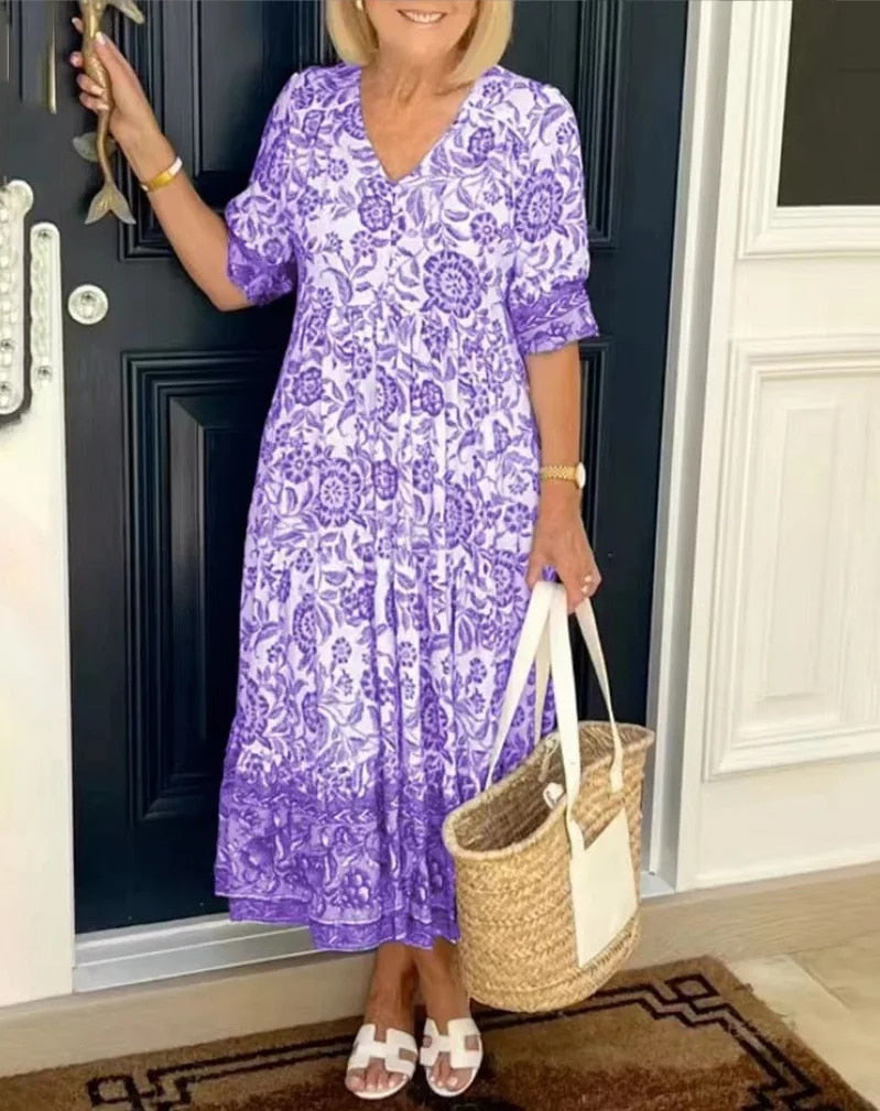 Lunah | Floral V-Neck Dress