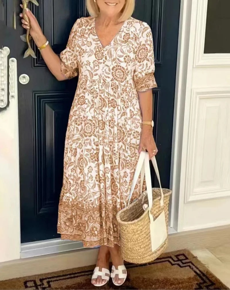 Lunah | Floral V-Neck Dress