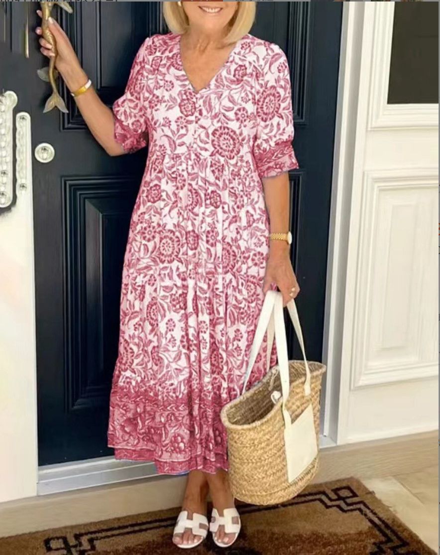 Lunah | Floral V-Neck Dress