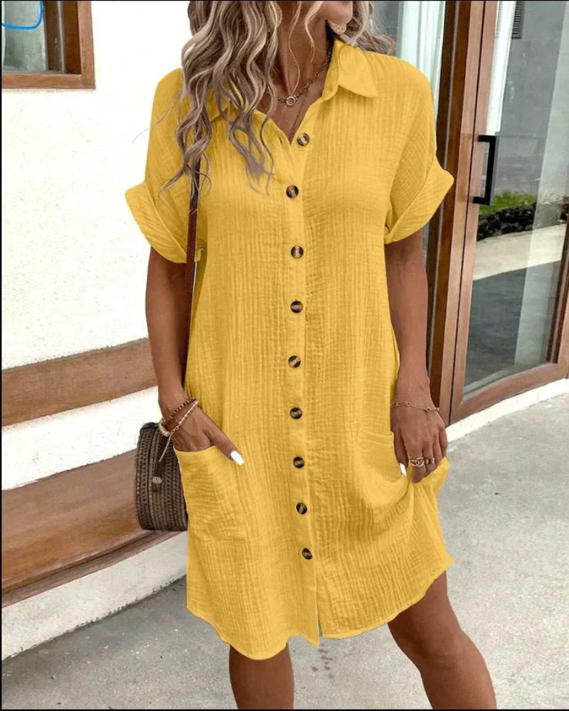 Hailey | Cotton Linen Shirt Dress