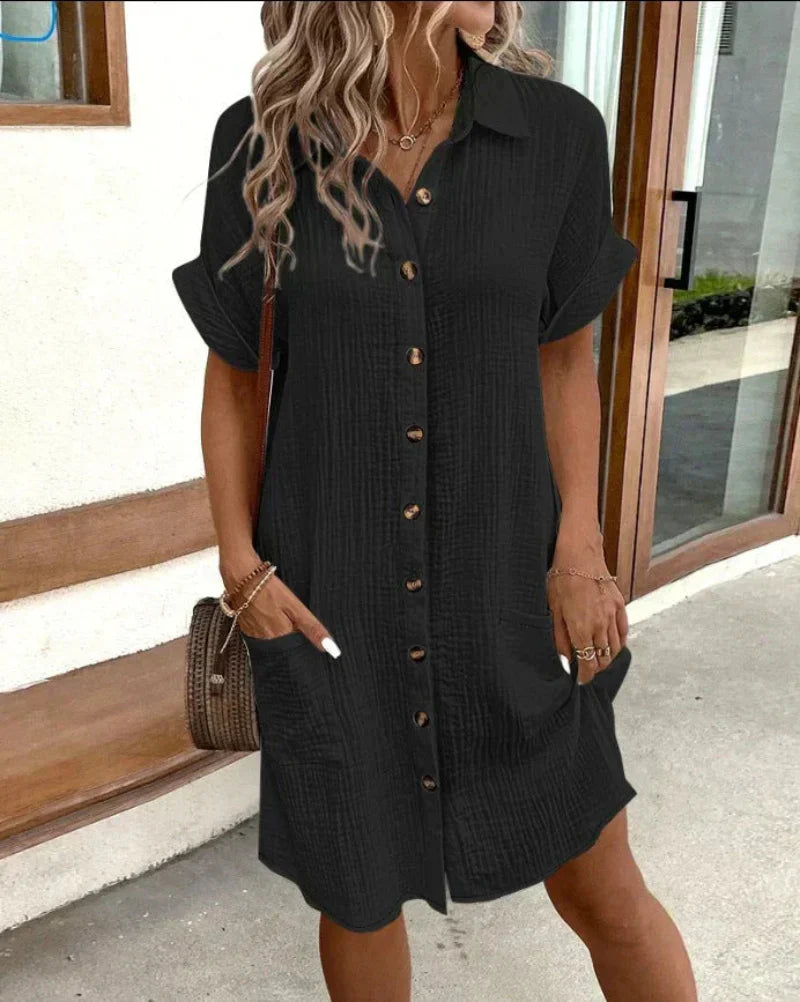 Hailey | Cotton Linen Shirt Dress
