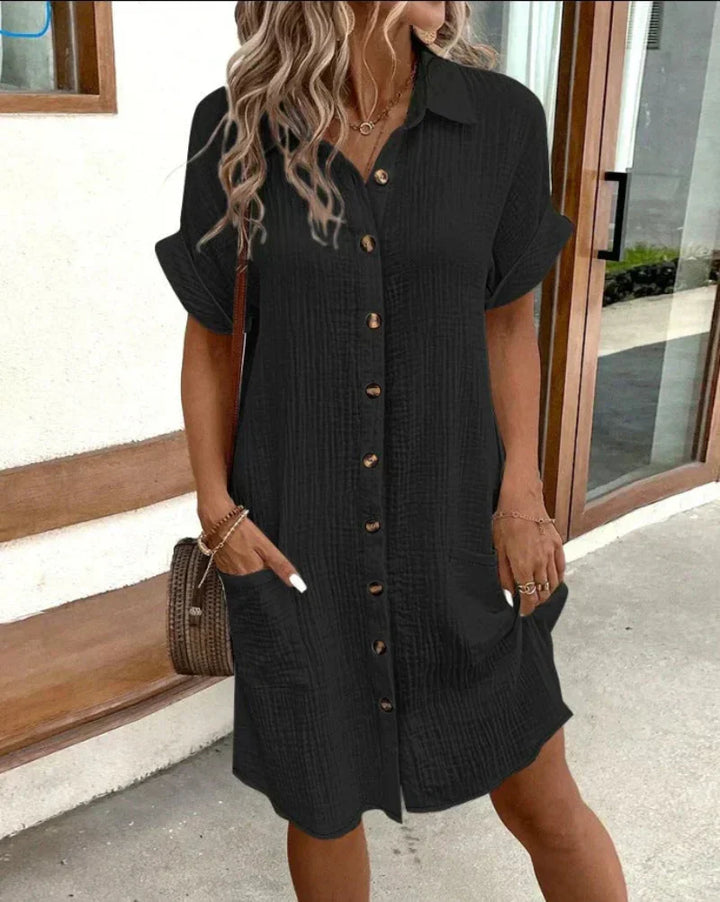 Hailey | Cotton Linen Shirt Dress