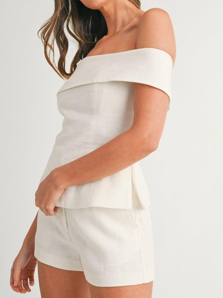 Blessy White Cotton and Linen Two-piece Suit