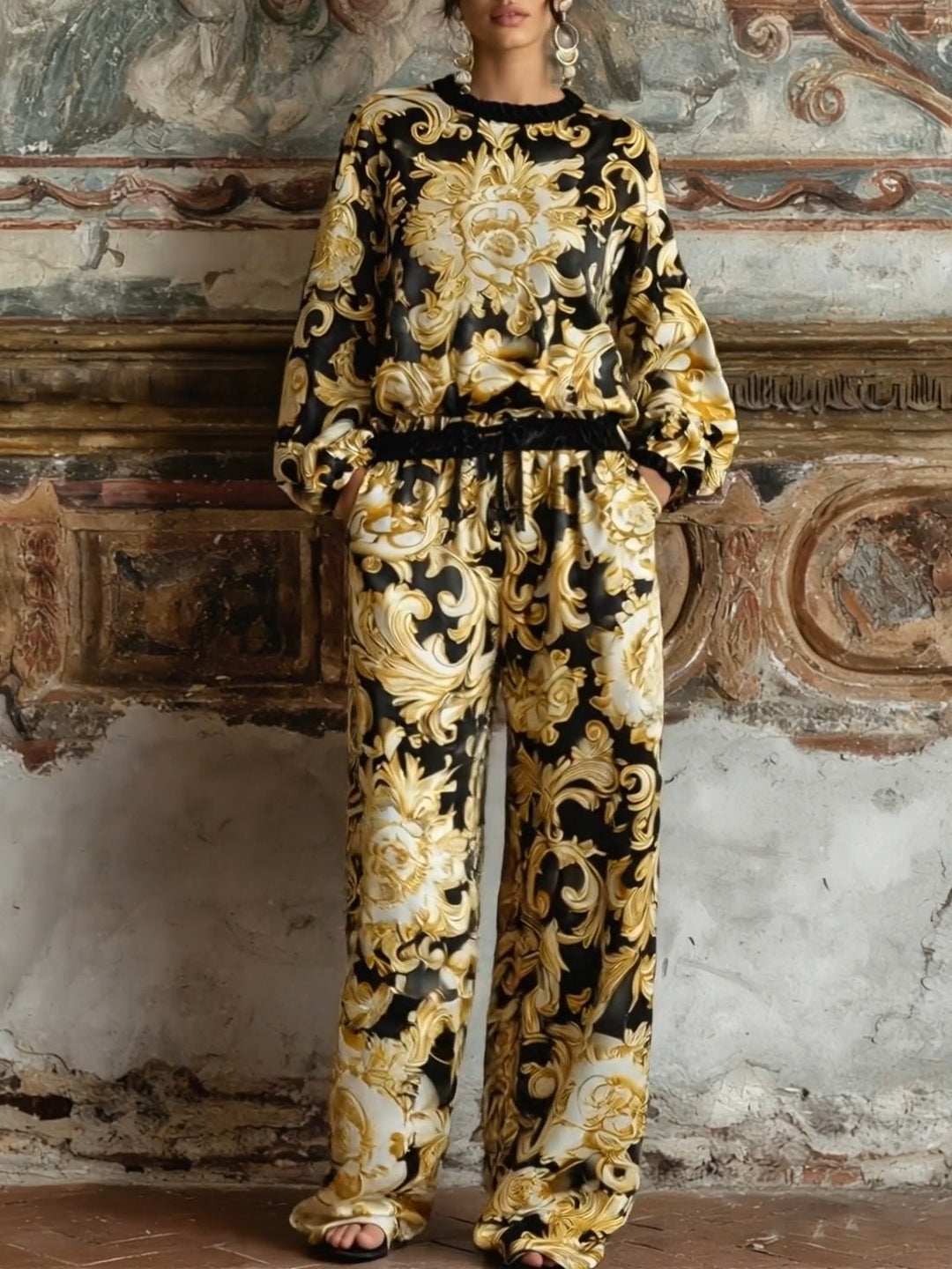 Ava Baroque Floral Loungewear Set
