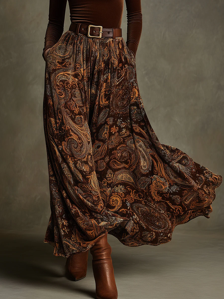 Penelope Velvet Top and Paisley Maxi Skirt Set