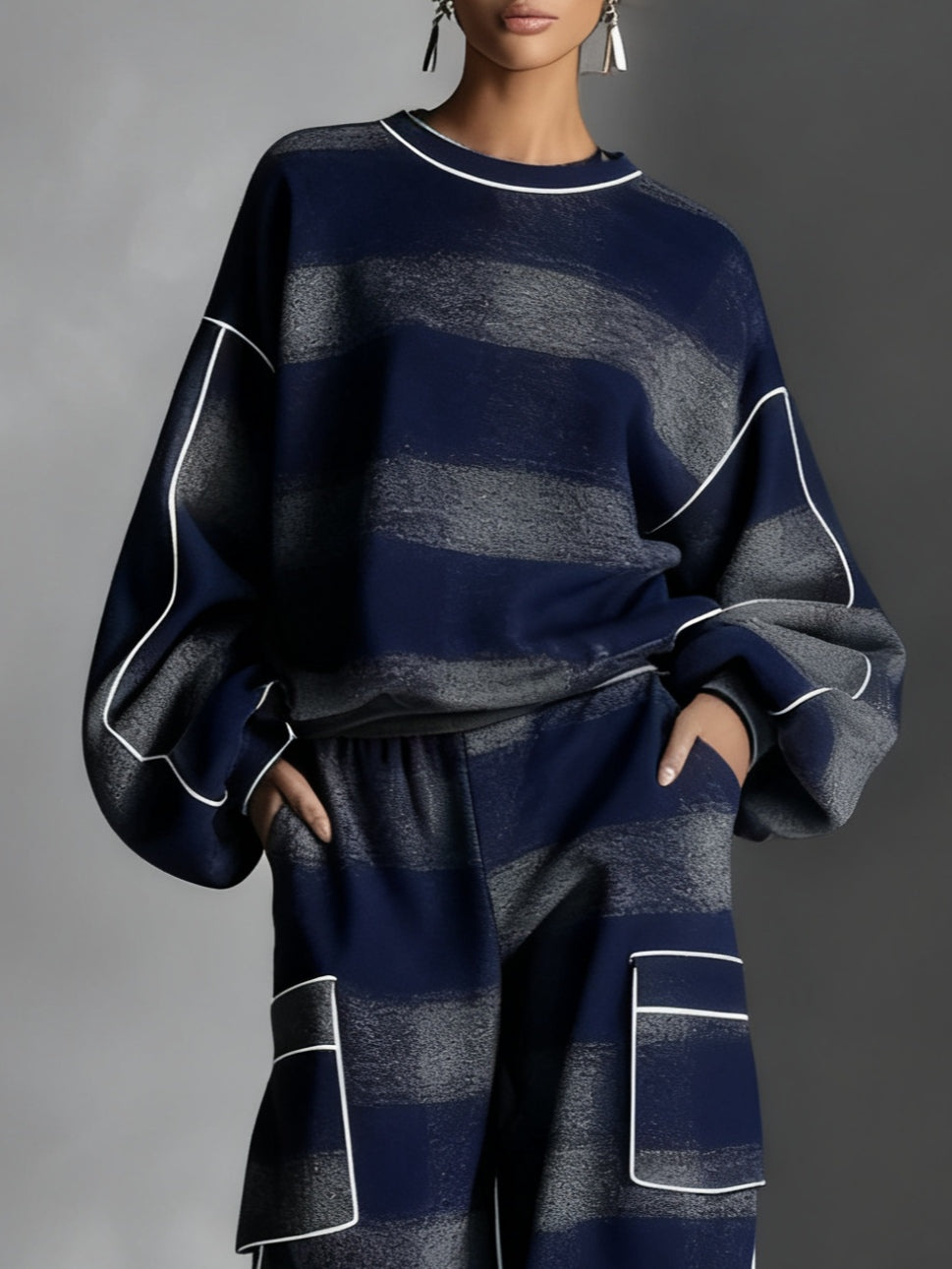 Hannah Plaid Sweatshirt and Pants Set