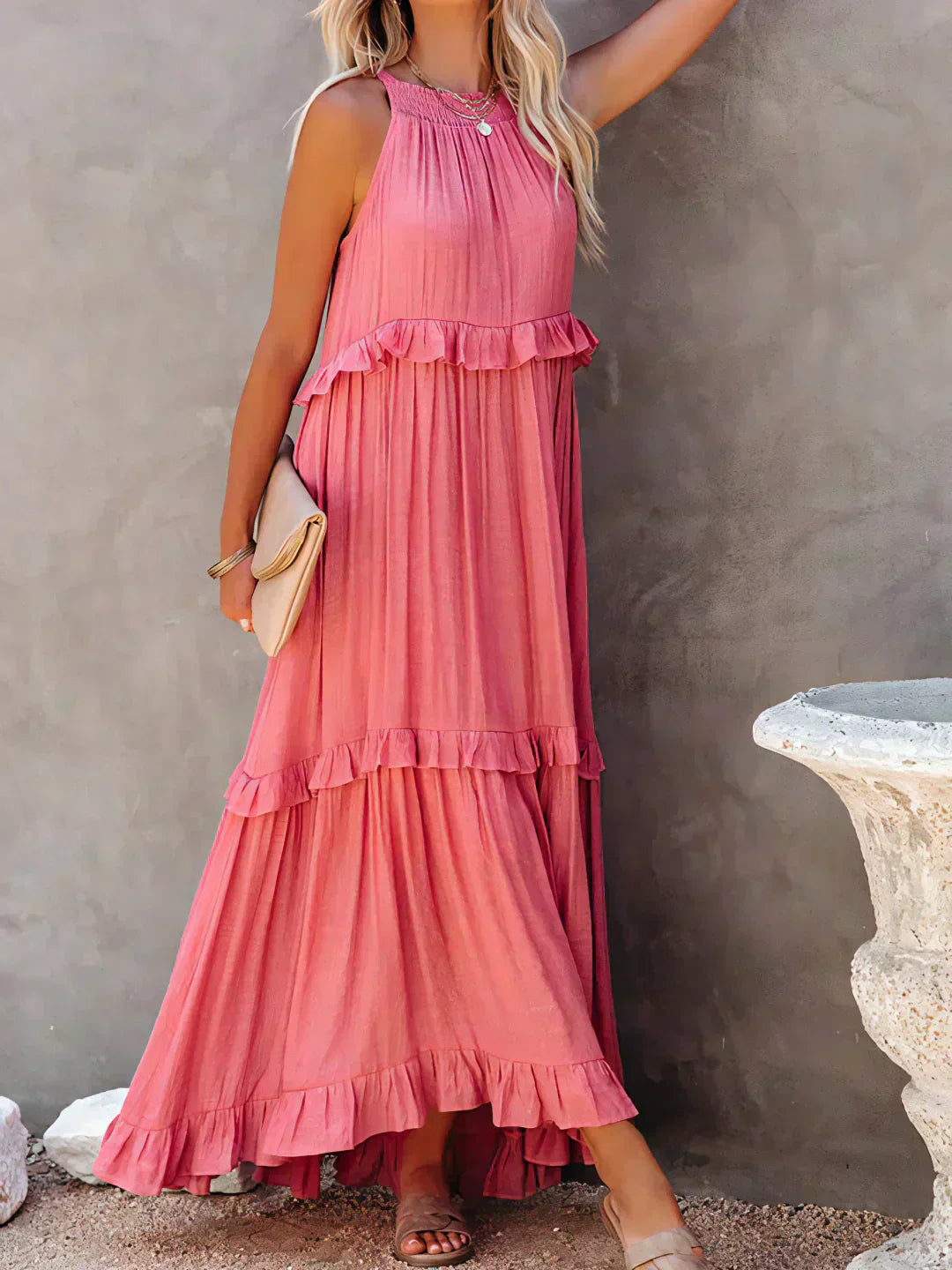 Dylilah | Neck Ruffle Trim Dress