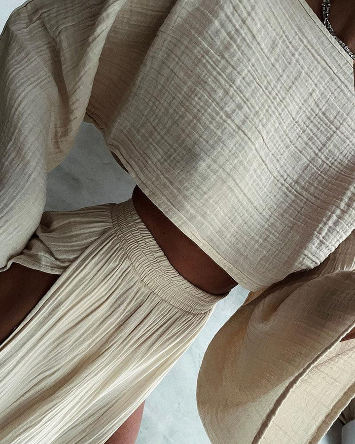Ivy Slit Cotton and Linen Two-Piece Set