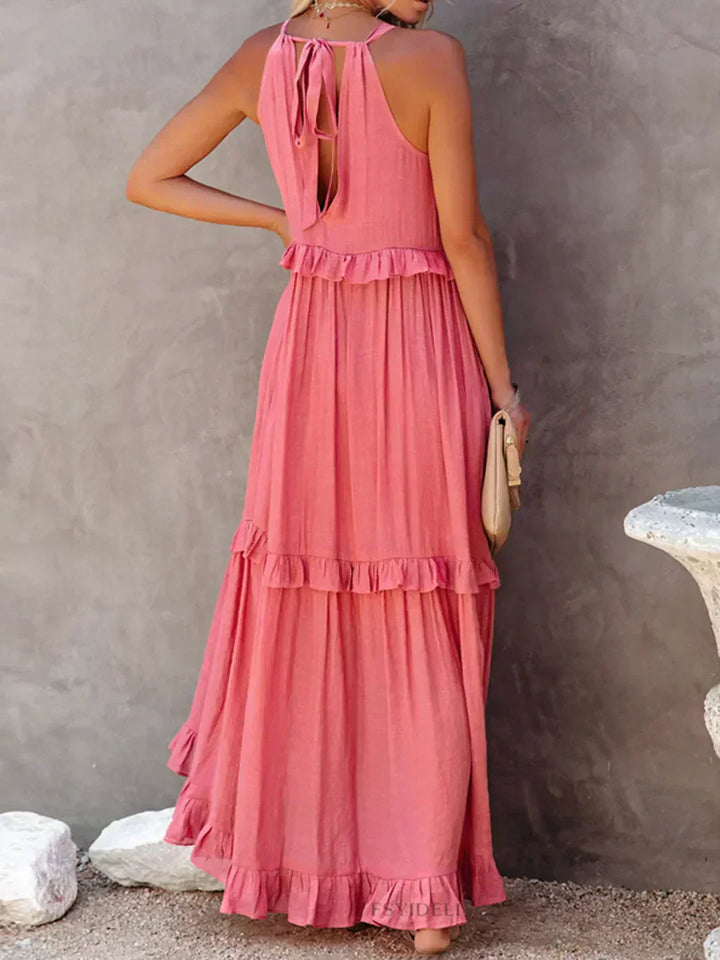 Dylilah | Neck Ruffle Trim Dress
