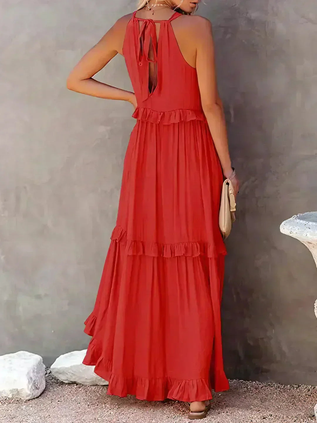 Dylilah | Neck Ruffle Trim Dress