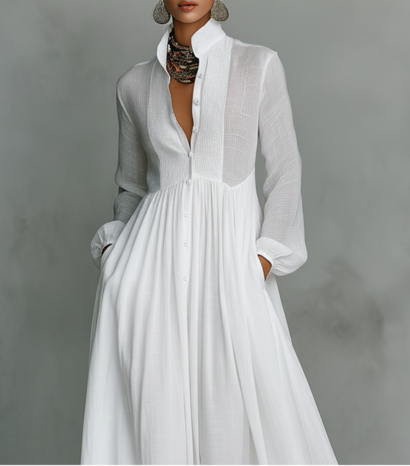 Elisa | Maxi Dress with High Collar and Long Sleeves