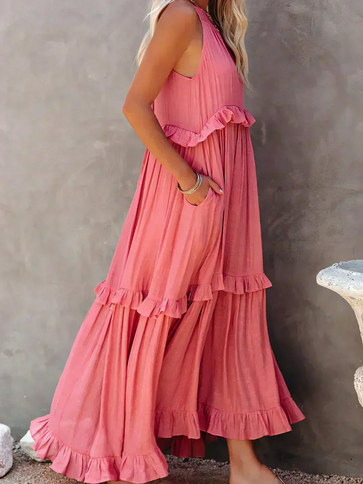 Dylilah | Neck Ruffle Trim Dress