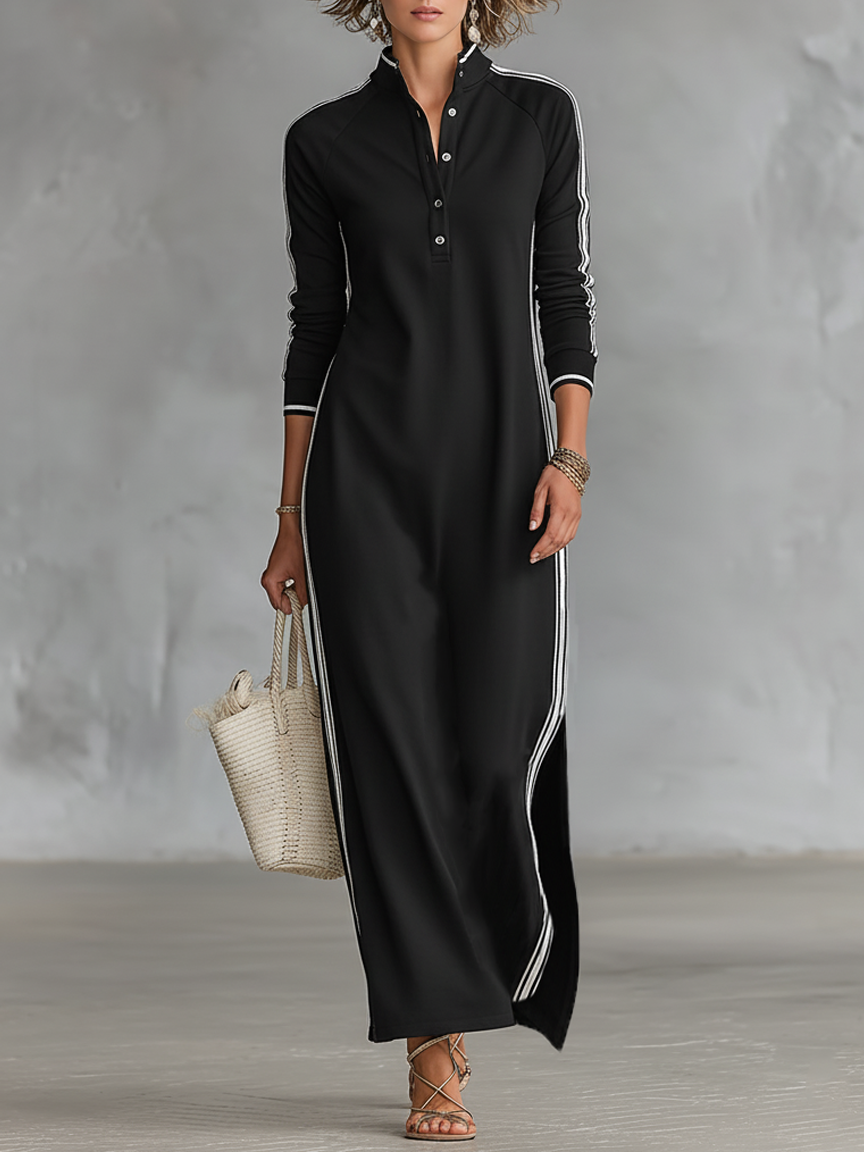 Emma | Dress with Button-Down Collar and White Trim