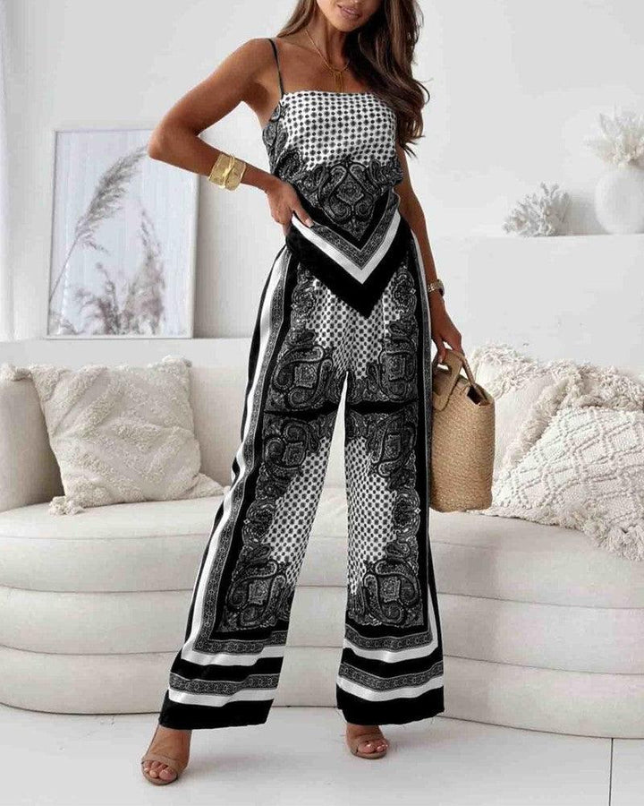 Queen Printed Lace-Up Vest & Pants Set