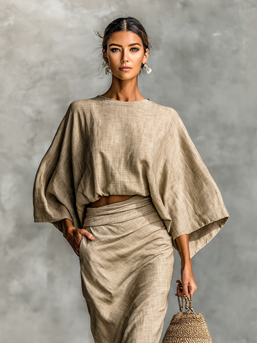 Hailey | Two-piece set with long skirt and batwing sleeves