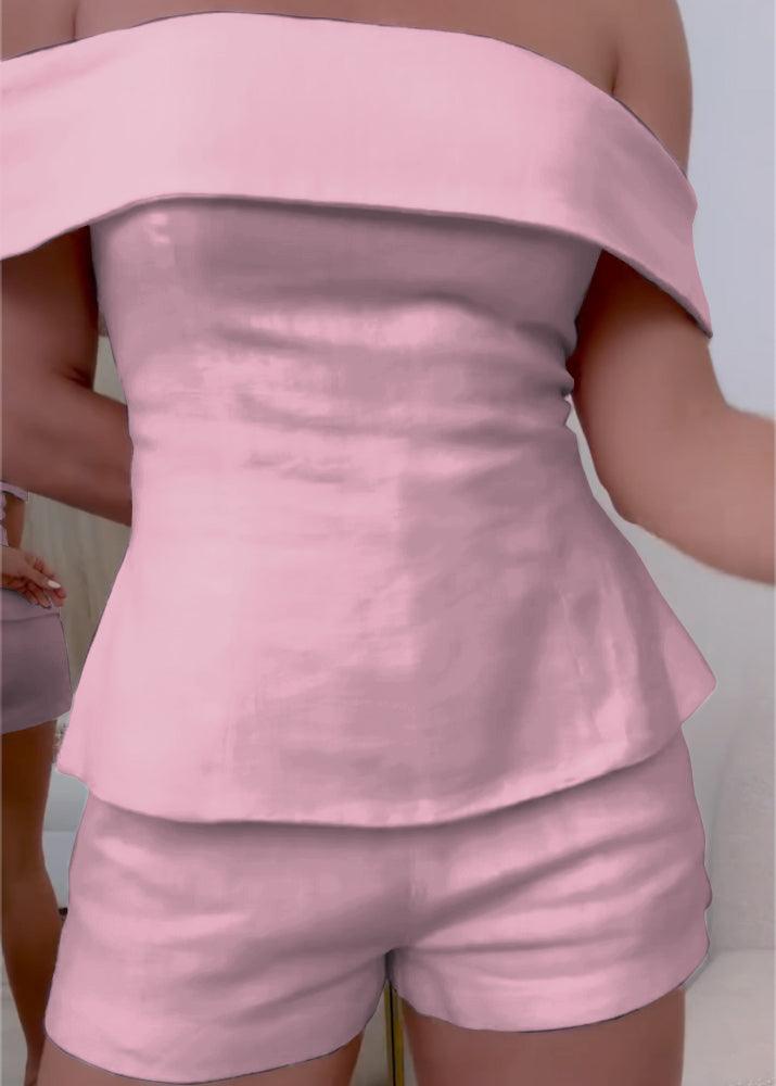Blessy White Cotton and Linen Two-piece Suit