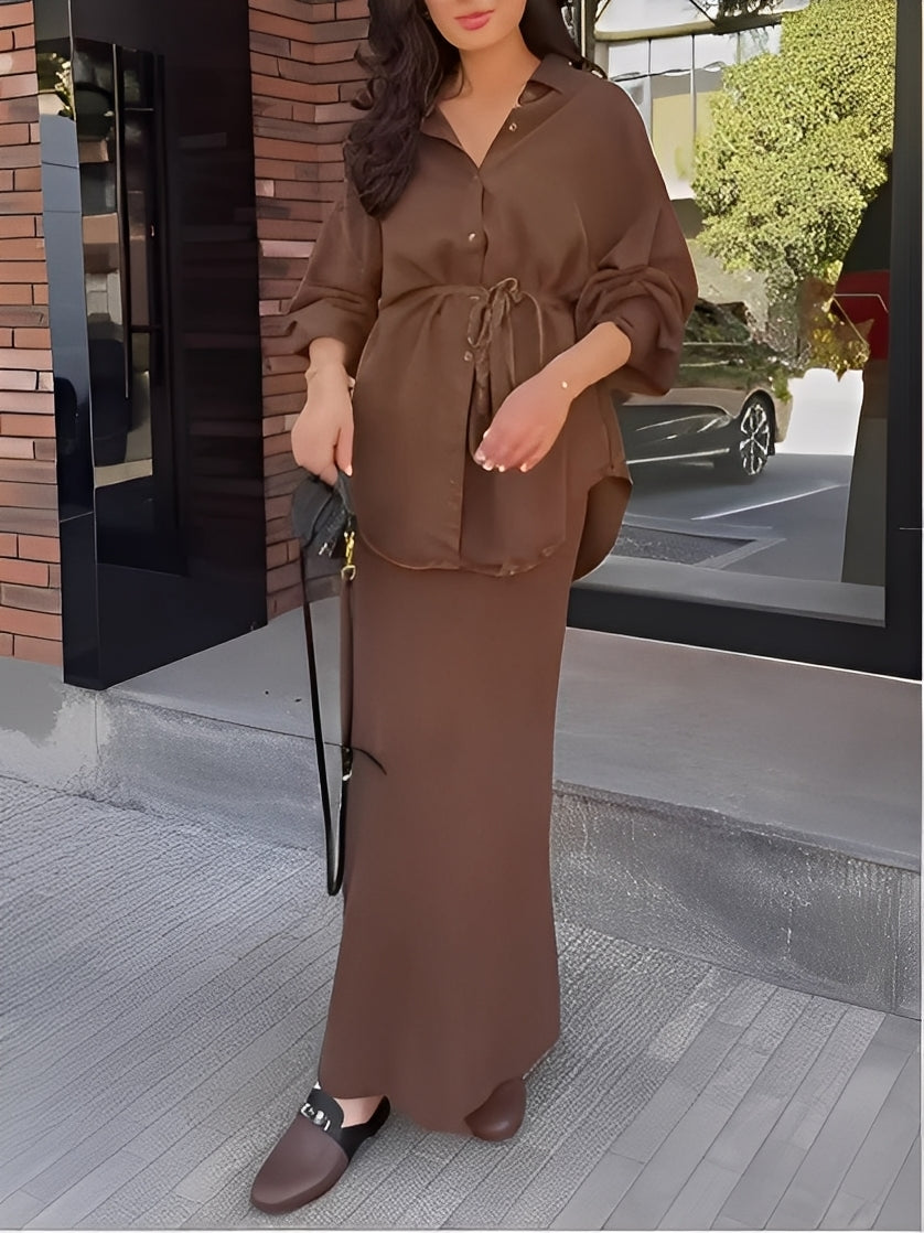Eleanor Tie-Drawstring Shirt and Skirt Set